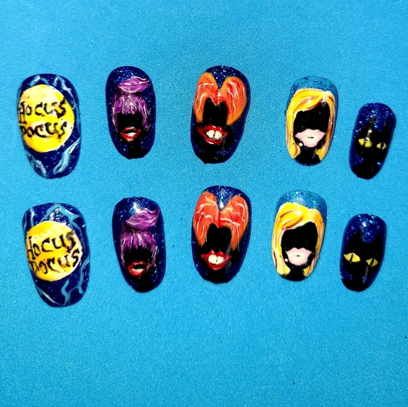 Hocus Pocus - hand painted - Glue/Press on nails - Picture 2 of 4